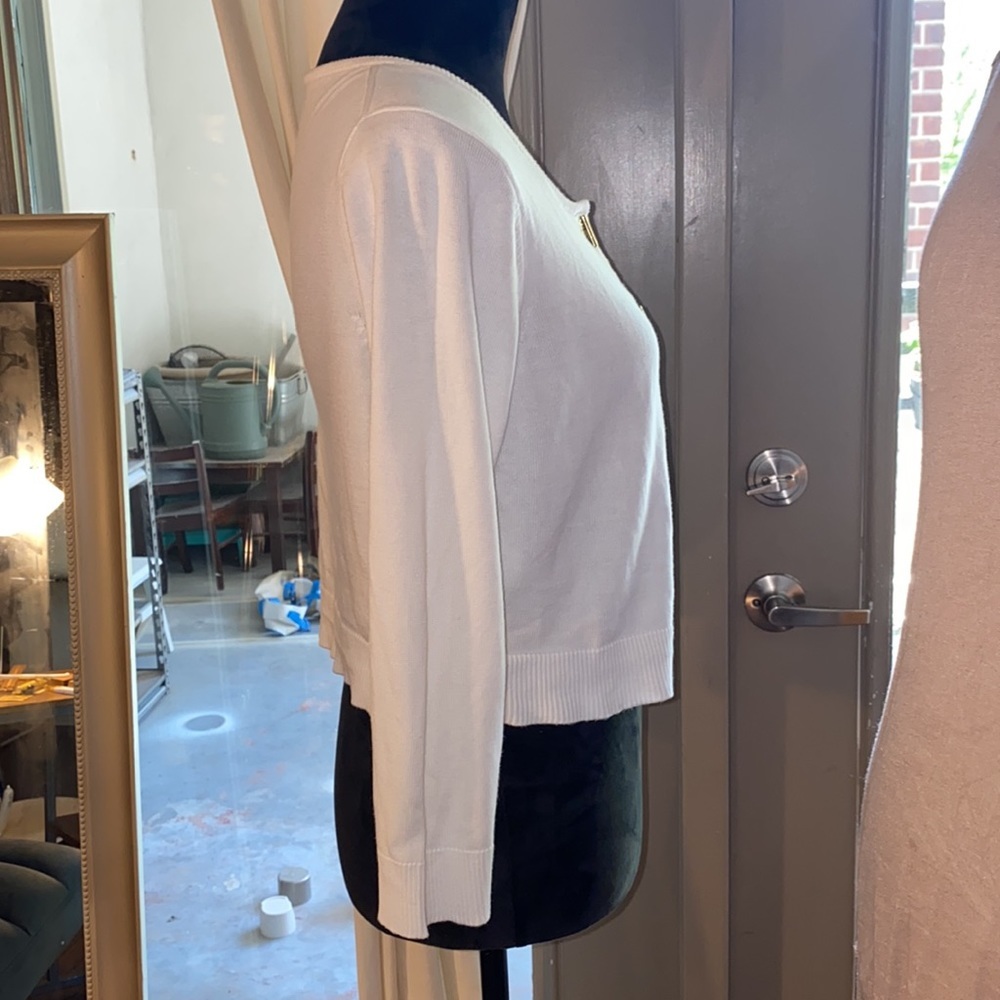 Calvin Klein small ivory cardigan sweater business casual dainty ladies top - Picture 5 of 8